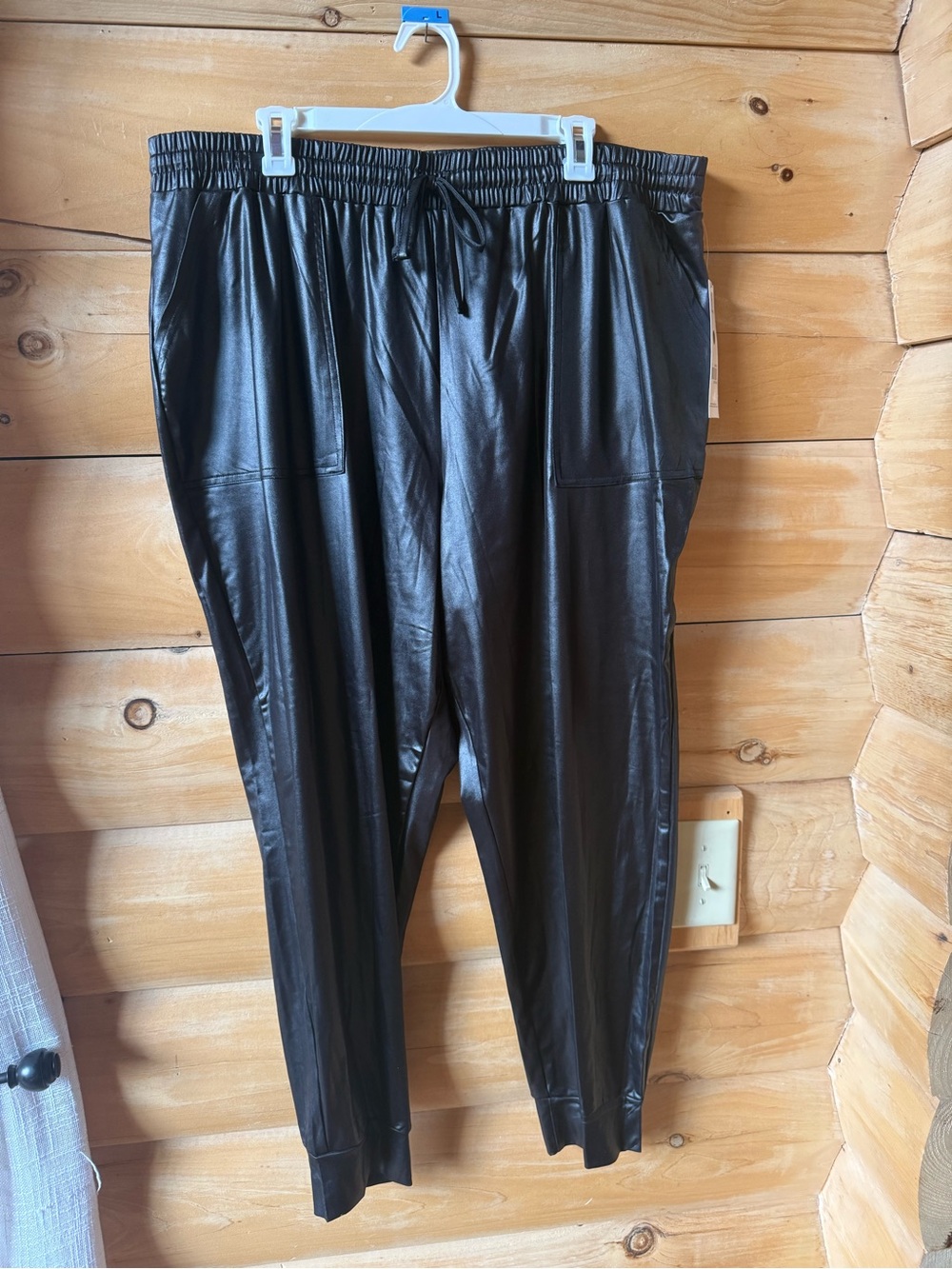 just be Black Satin-Look Jogger Pants